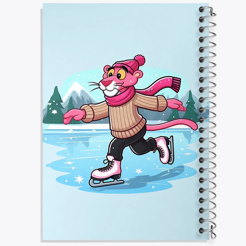 دفتر ژورنال نویسی 50 برگ خندالو مدل نقطه ای طرح پلنگ صورتی (Pink Panter) کد N5583