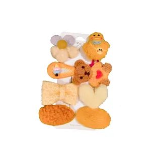 گیره مو دخترانه مدل بافتنی طرح خرس و جوجه مجموعه 8 عددی