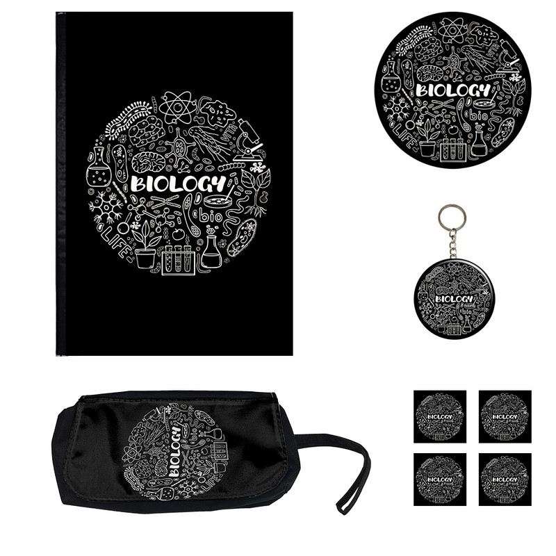 بسته لوازم تحریر مدل زیست شناسی کد biology به همراه برچسب مجموعه 8 عددی