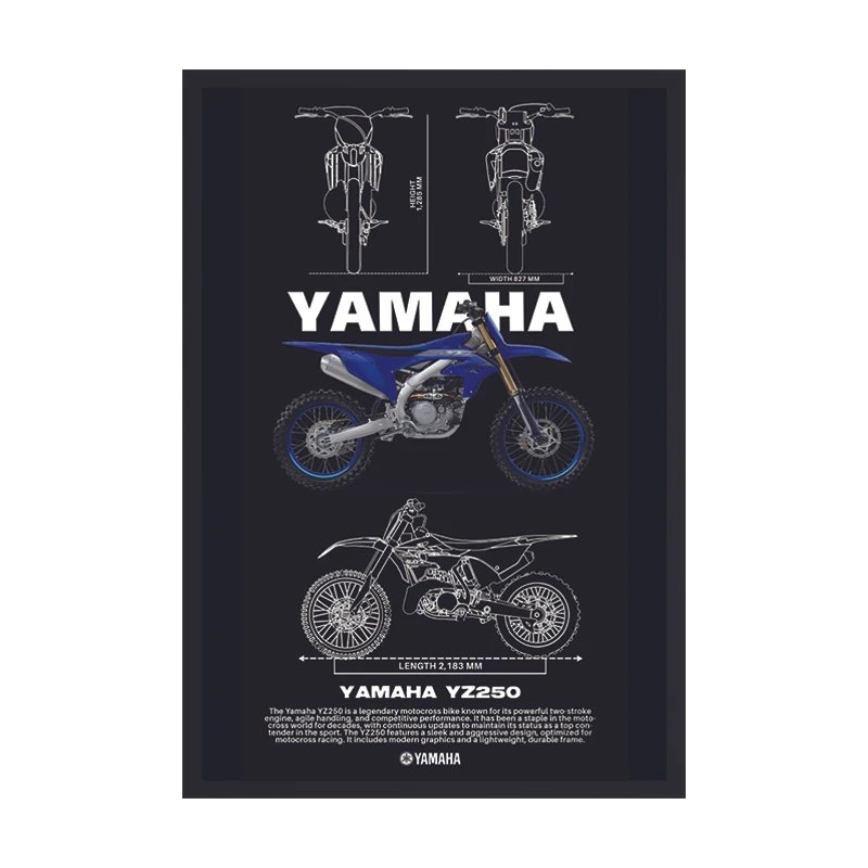 تابلو طرح موتور یاماها YZ کد 04 فریم مشکی