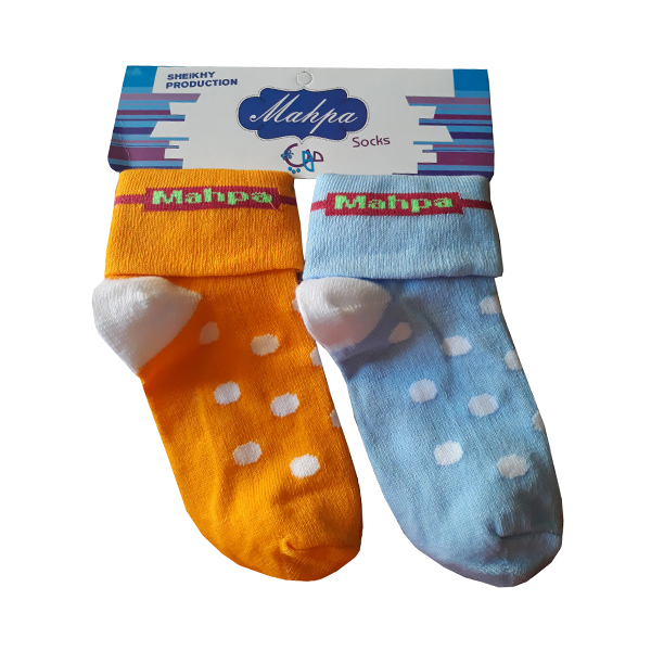 جوراب دخترانه مهپا مدل خالدار لب برگردان مجموعه 2 عددی