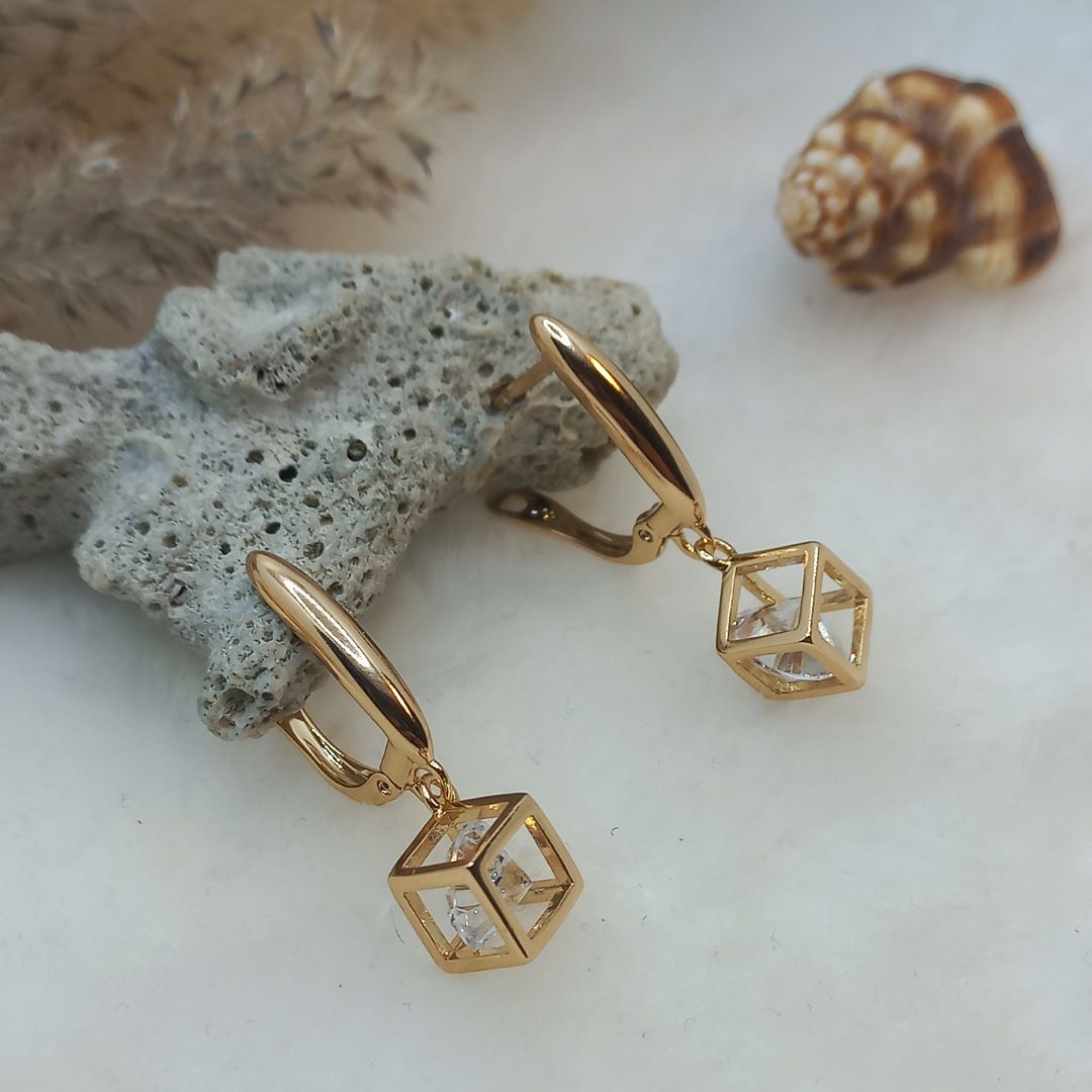 گوشواره زنانه ژوپینگ مدل مکعبی کد NN 017 -  - 4