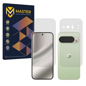 Master Resistant model transparent screen protector suitable for Google Pixel 10 Pro XL mobile phone along with the back protector