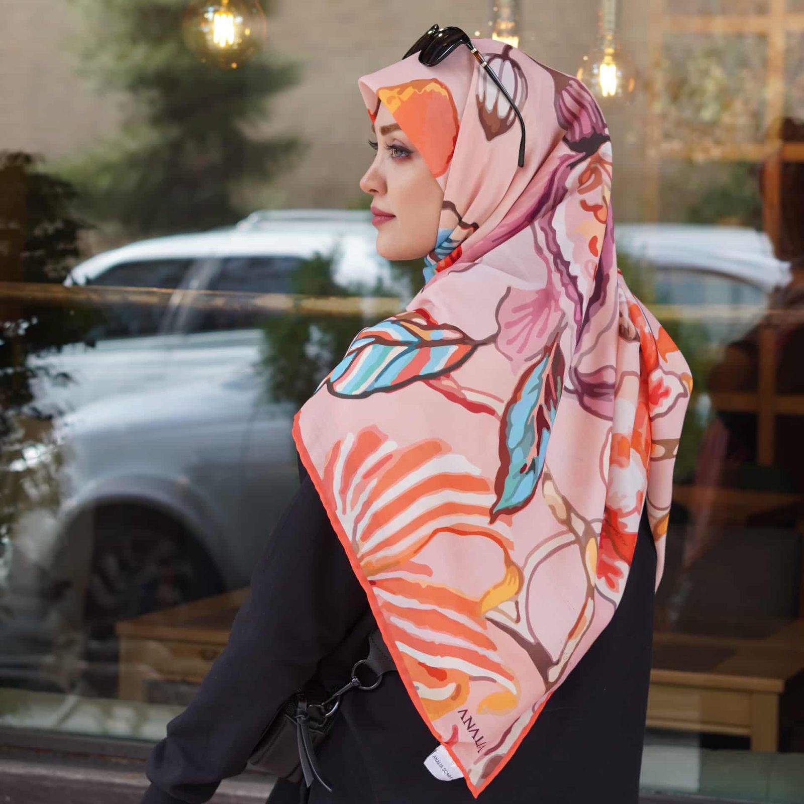 روسری زنانه مدل نخی 140 دست دوز طرح باغ فانتزی کد ana-2985 -  - 24