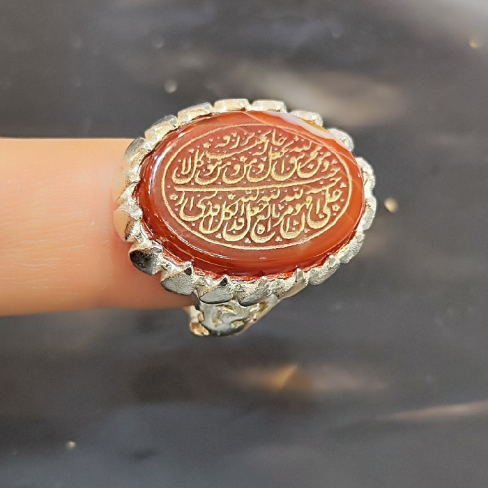 انگشتر مردانه مدل سنگ عقیق خطی کد ۹۴۴۰