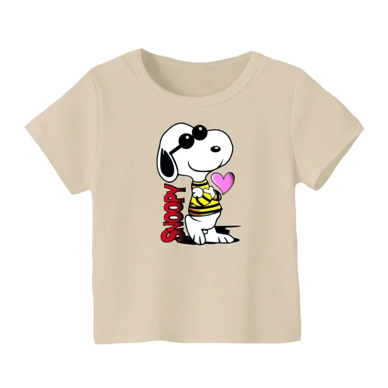 تی شرت آستین کوتاه بچگانه مدل اسنوپی کد ۴۸ رنگ کرم