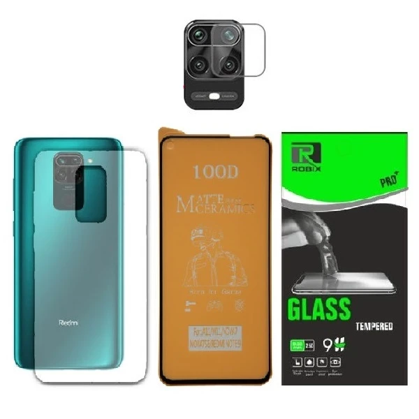 محافظ صفحه نمایش مات  روبیکس مدل CR مناسب برای گوشی موبایل شیائومی Redmi Note 9 به همراه محافظ لنز دوربین و محافظ پشت گوشی