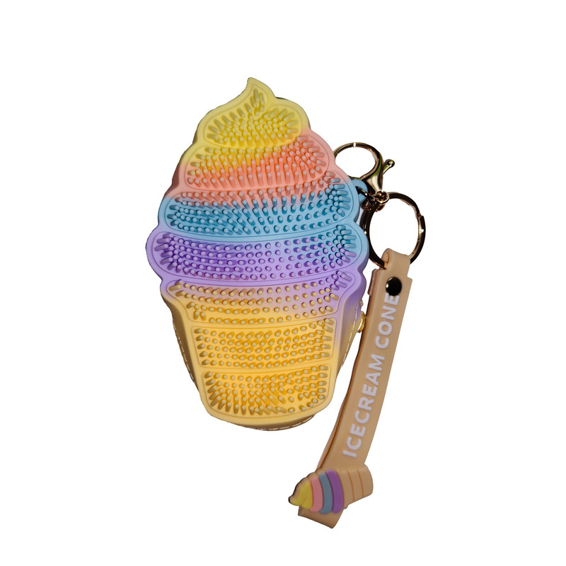 جاکلیدی دخترانه مدل  سیلیکونی پاپیت دار طرح بستنی