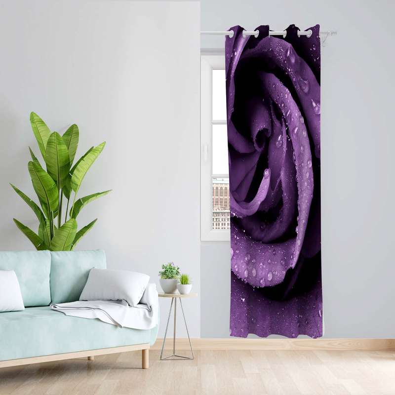 پرده طرح گل رز مدل مخمل پانچی کد 4942L z سایز 140x200 سانتی متر