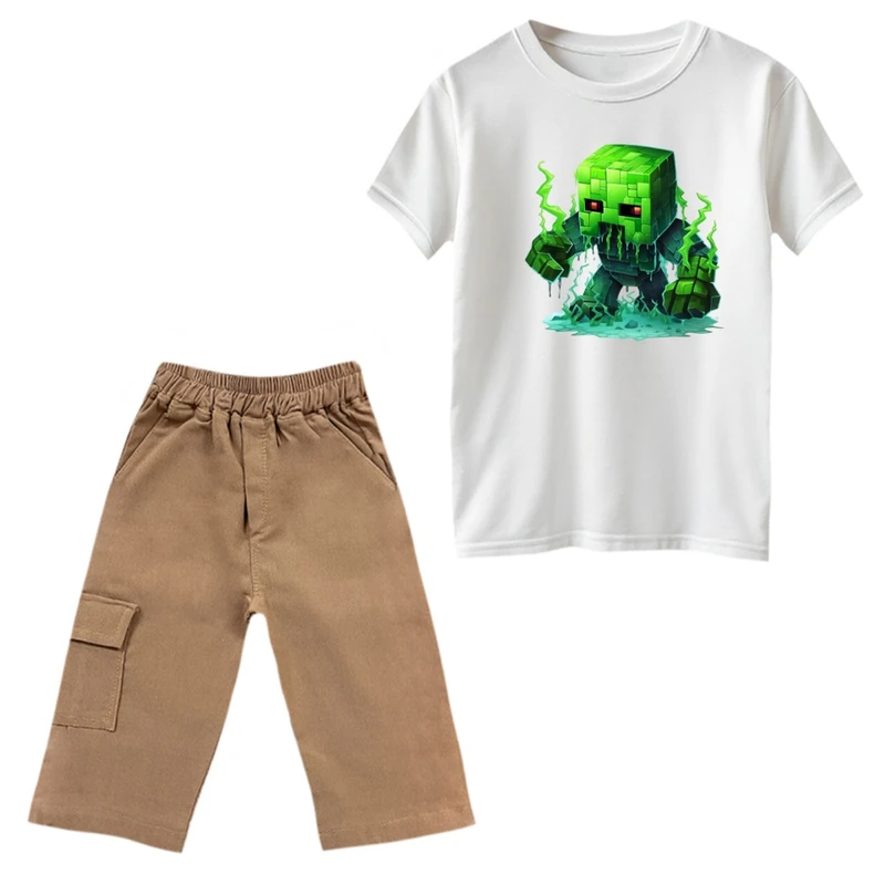 ست تی‌شرت و شلوارک پسرانه مدل ماینکرفت کد 16