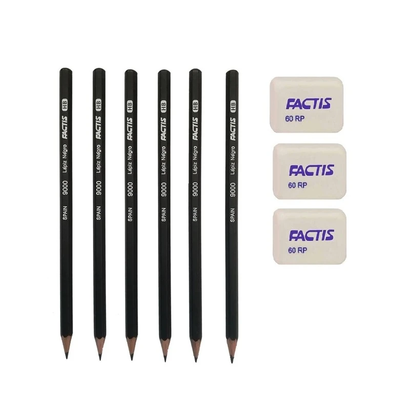 مداد مشکی فکتیس با درجه سختی HB مدل پاییز 4 به همراه پاک کن مجموعه 9 عددی