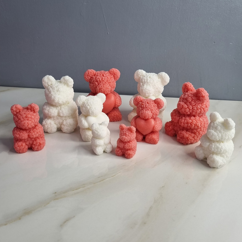 قالب شمع مدل ست کامل خرس تدی گل گلی مجموعه پنج عددی