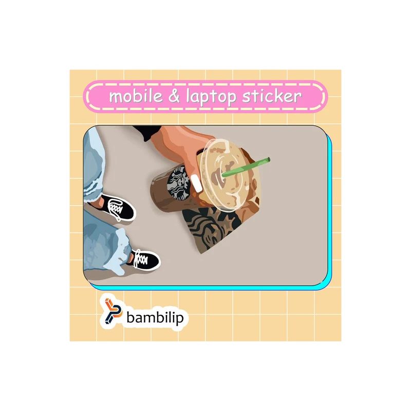 استیکر بامبیلیپ مدل کارت عابر طرح دختر و استارباکس کد 4899470