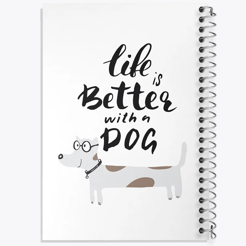 دفتر ژورنال نویسی 50 برگ خندالو مدل نقطه ای طرح Life Is Better With Dog کد F344
