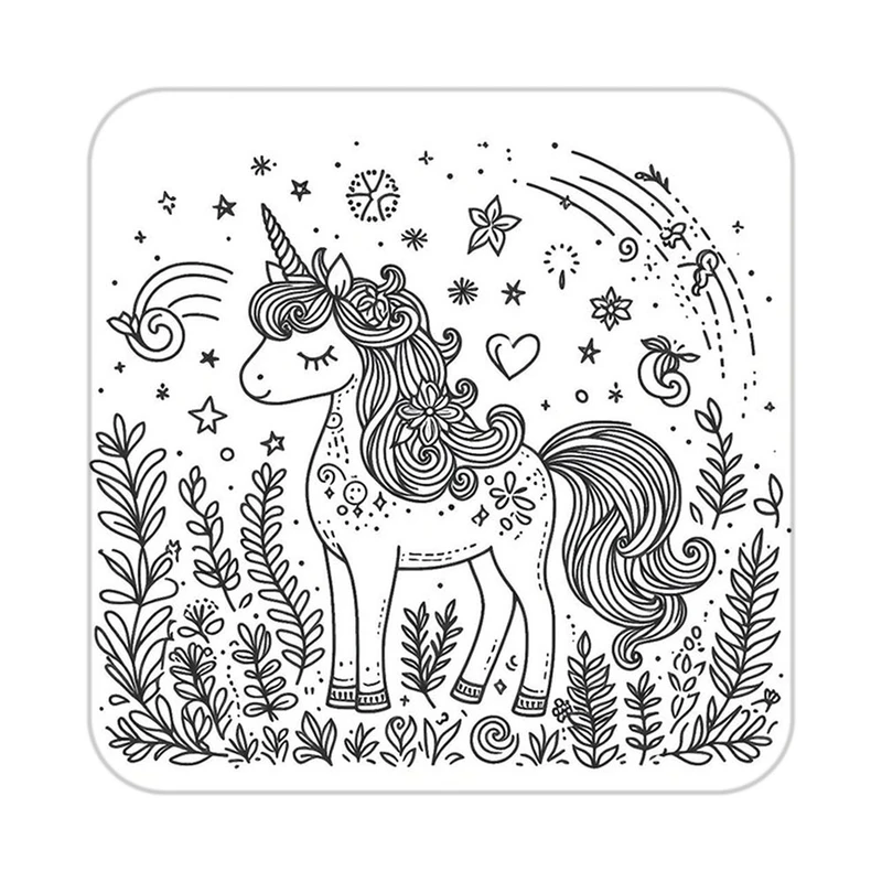 زیر لیوانی کاکتی طرح اسب تک شاخ و یونیکورن مدل mp31383