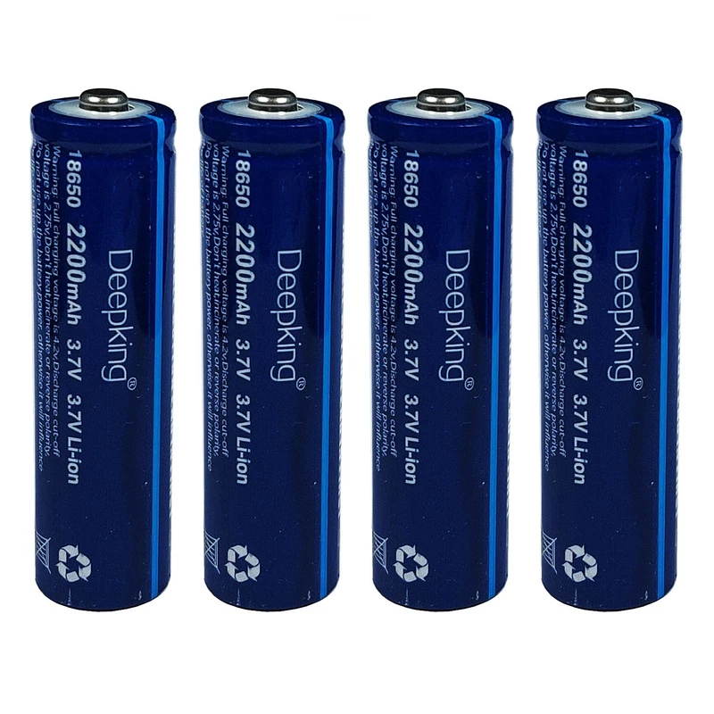 باتری لیتیوم یون قابل شارژ دیپ کینگ مدل BB-18650 ظرفیت 2200 میلی آمپر ساعت بسته 4 عددی 