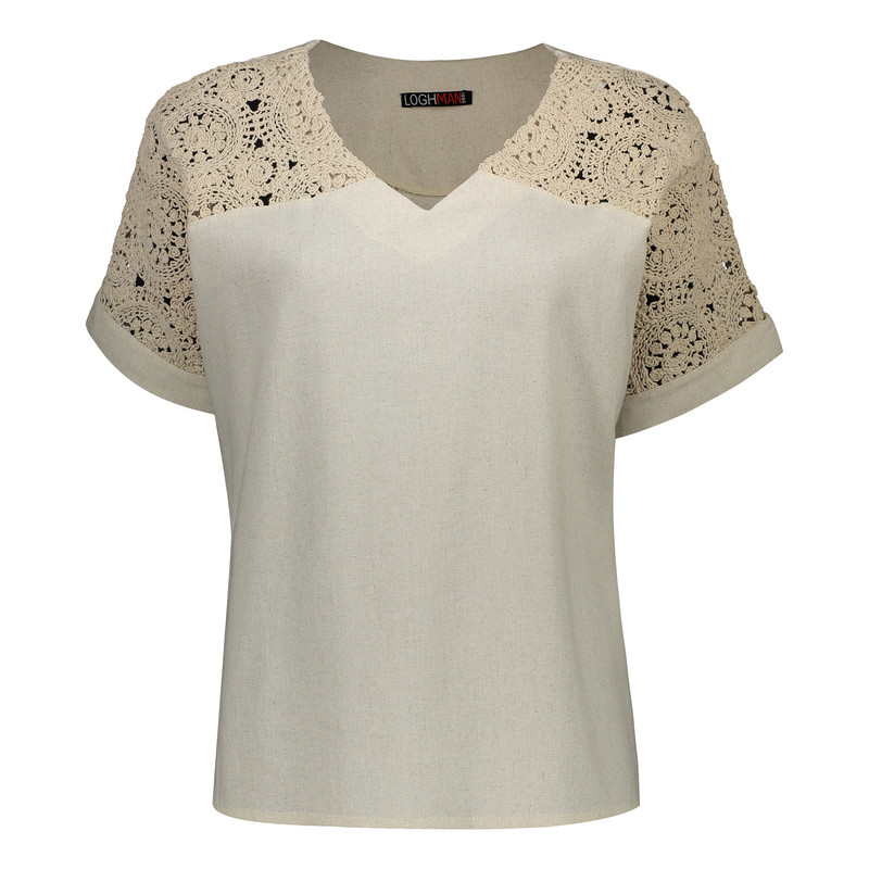 بلوز آستین کوتاه زنانه مدل بهارک گیپوردار کد 5656