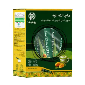 ماچا لته انبه بدون شکر و شیرین شده با استویا پپتینا - 100 گرم بسته 10 عددی