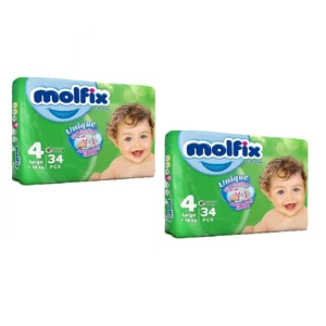 پوشک بچه مولفیکس سایز 4 کد pk02434 بسته 34 عددی مجموعه 2 عددی