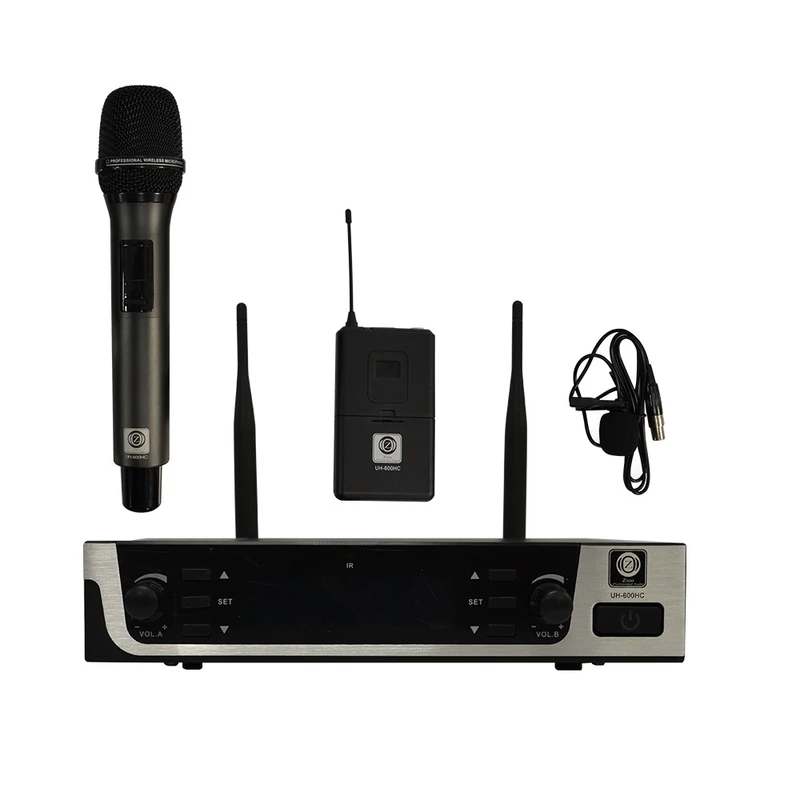 ست میکروفن بیسیم 2 کانال یقه ای و دستی زیکو مدل UH600HC
