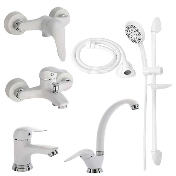 ست شیرآلات بارد مدل WT به همراه شلنگ توالت و دوش حمام