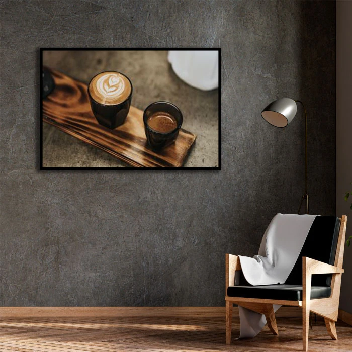 تابلو نوری بکلیت طرح کافه و قهوه مدل B-D2311 فریم مشکی