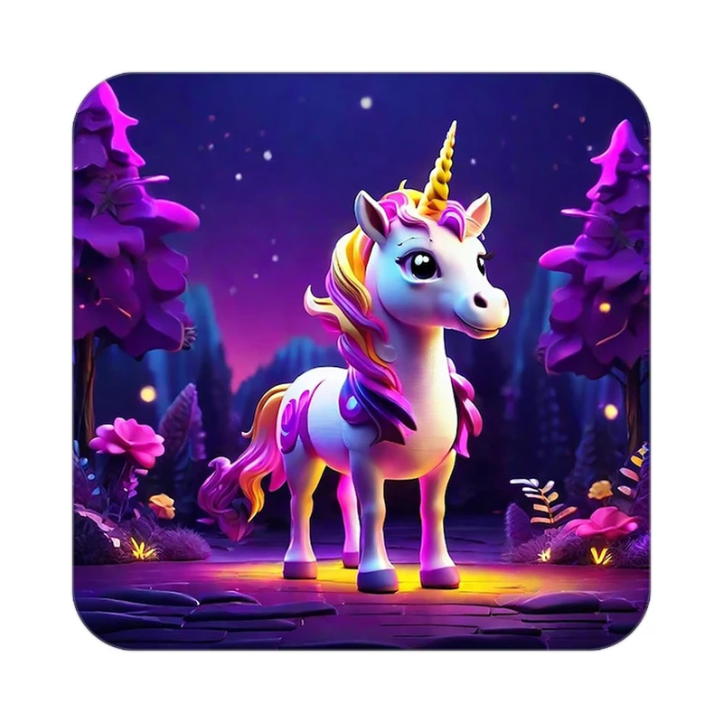 زیر لیوانی کاکتی طرح اسب تک شاخ و یونیکورن مدل mp30734