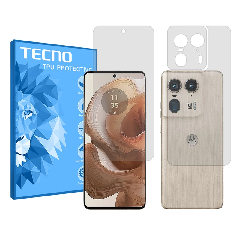 محافظ صفحه نمایش شفاف تکنو مدل Resistant مناسب برای گوشی موبایل موتورولا Edge 50 Ultra به همراه محافظ پشت گوشی