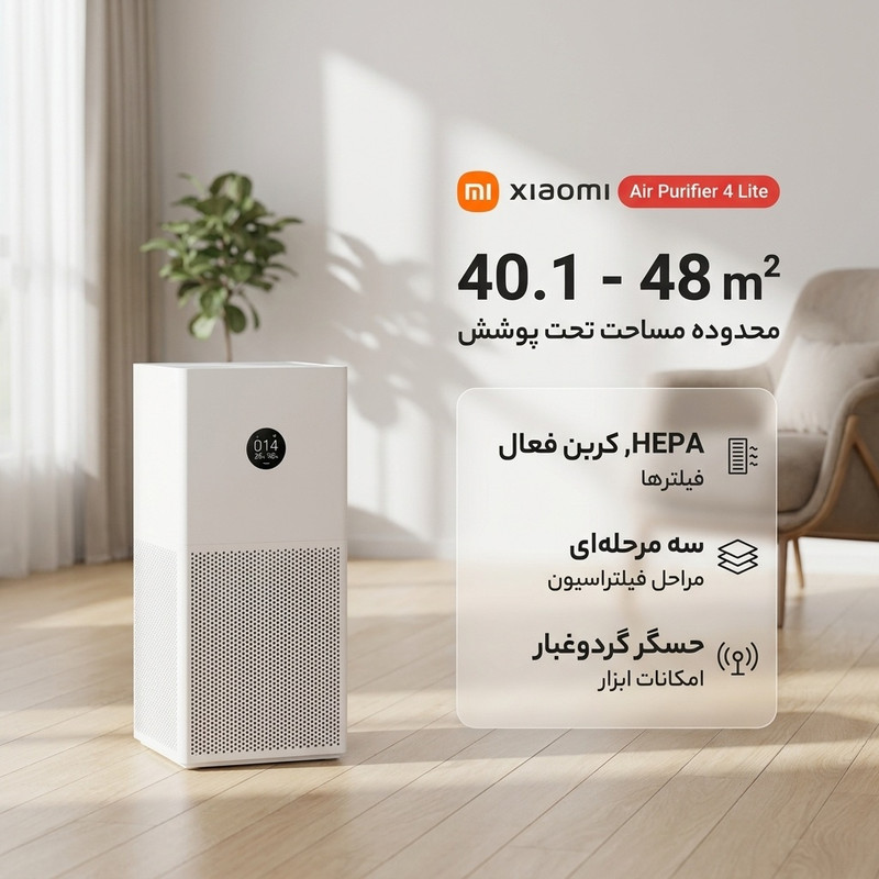 خرید و قیمت دستگاه تصفیه کننده هوا شیائومی مدل Air Purifier 4 Lite