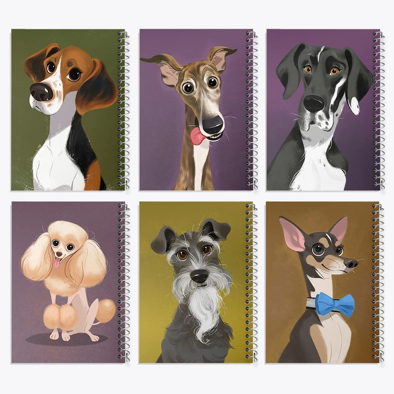 دفتر مشق 50 برگ خندالو طرح سگ (Dog) کد 477 مجموعه 6 عددی