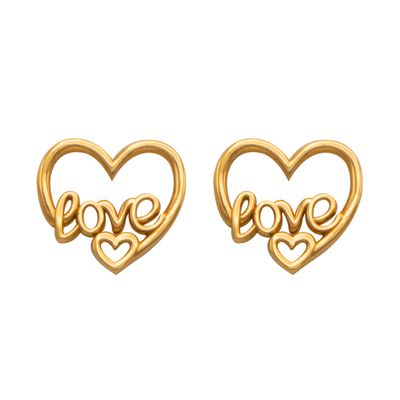 گوشواره میخی طلا 18 عیار زنانه گالری طلای ده مدل قلب و LOVE