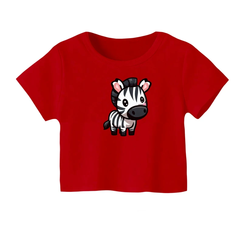 کراپ‌ تی‌شرت آستین کوتاه زنانه مدل گورخر کد 8