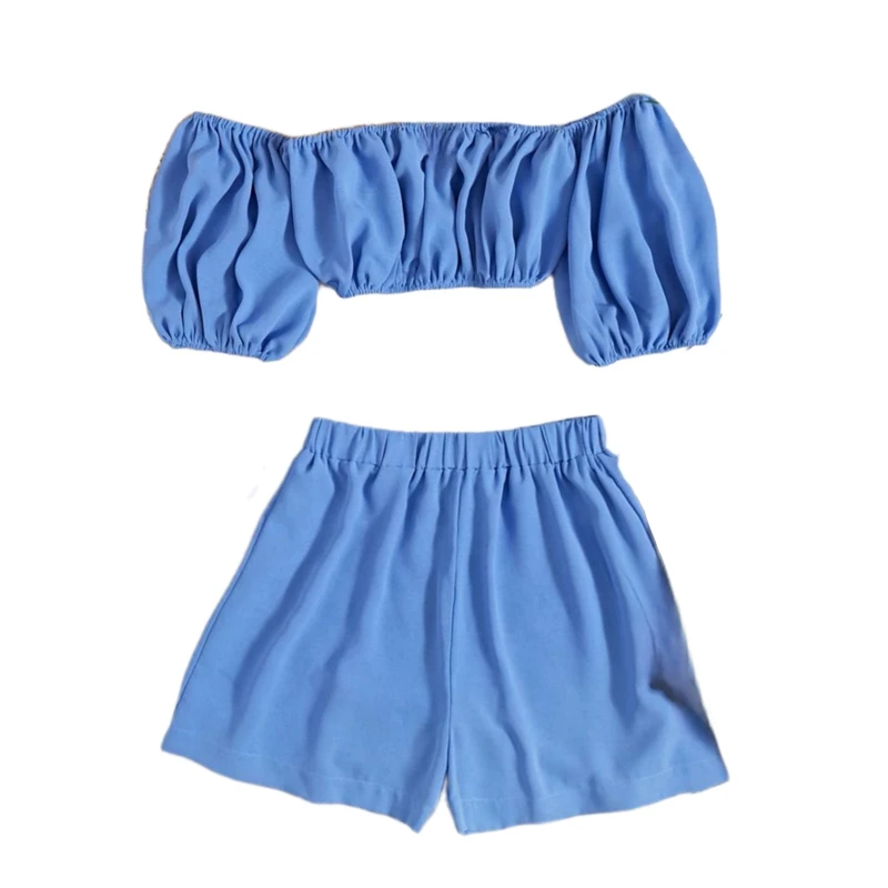 ست نیم تنه و شلوارک زنانه مدل نخی تابستانه 