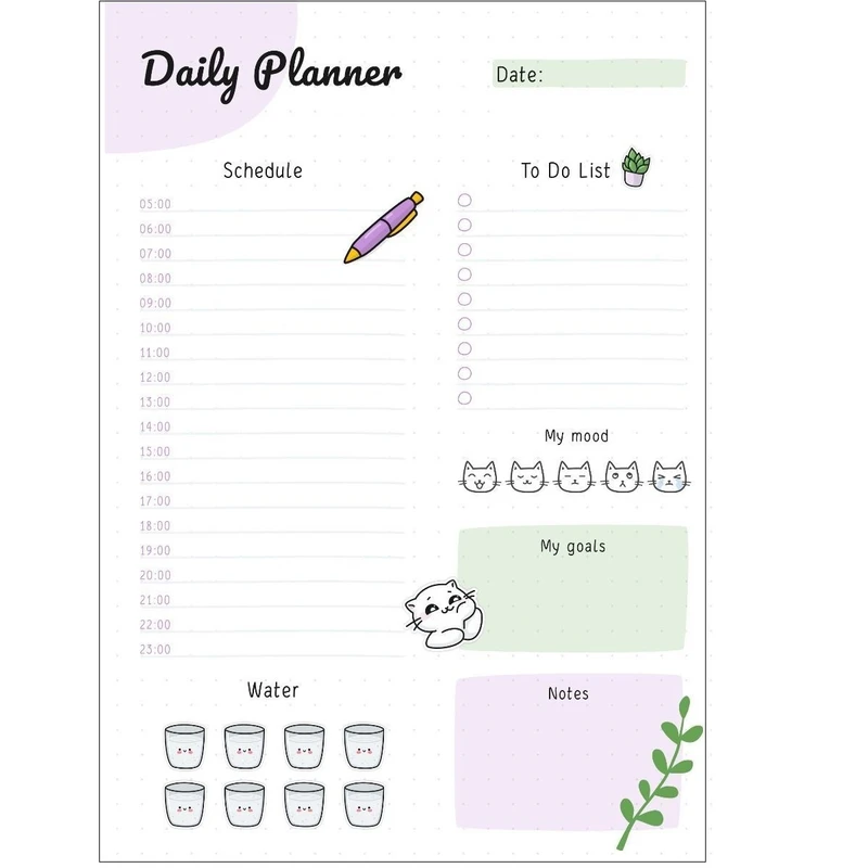کاغذ یادداشت A5 مدل planner to do list کد 978 مجموعه 20 عددی