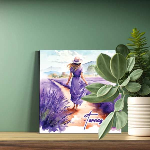 تابلو شاسی لاژید مدل اسم فرناز طرح نقاشی آبرنگ