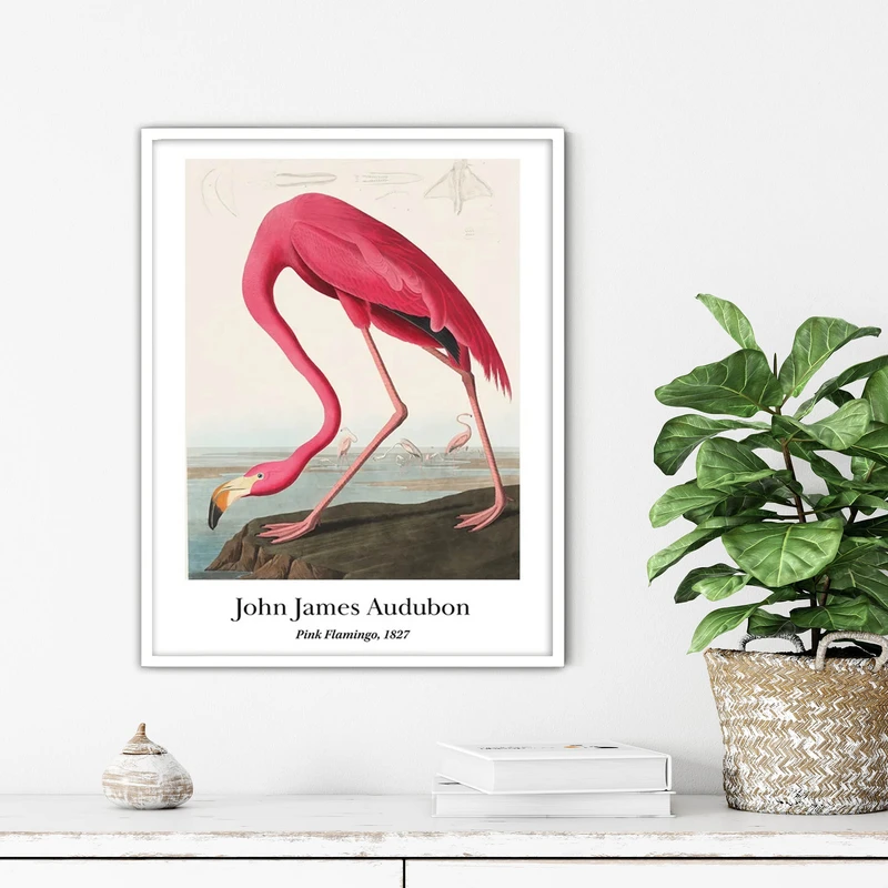 تابلو آتریسا طرح نقاشی کلاسیک فلامینگو مدرن مدل ATFHW35 فریم سفید
