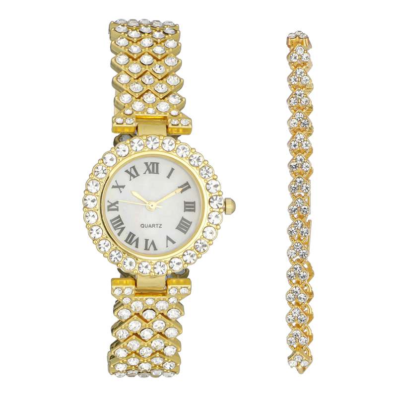 ست دستبند و ساعت مچی عقربه ای زنانه مدل SA-02 ست دستبند و ساعت مچی عقربه ای زنانه مدل SA-02