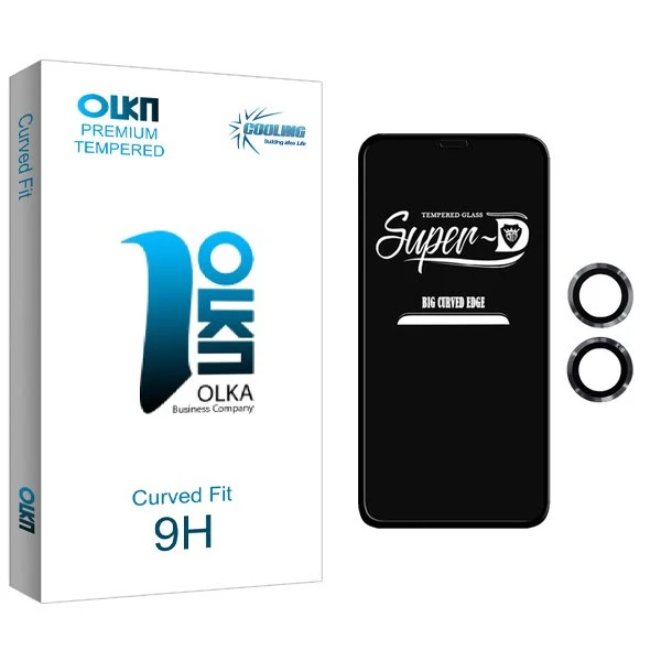 محافظ صفحه نمایش کولینگ مدل Olka SuperD مناسب برای گوشی موبایل اپل iPhone 12  به همراه محافظ لنز گوشی