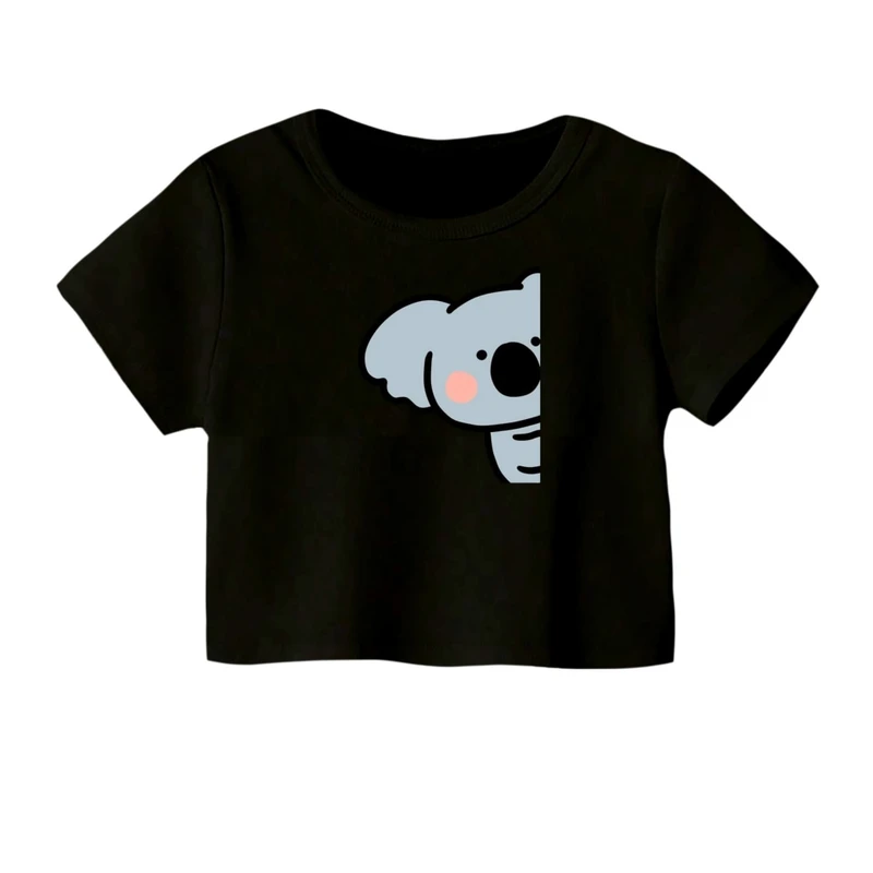 کراپ‌ تی‌شرت آستین کوتاه زنانه مدل کوالا پنهان