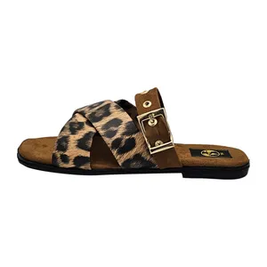 صندل زنانه سیی 1966 مدل پلنگی ضربدری کد 2247.1