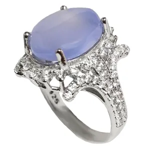 انگشتر نقره زنانه مدل عقیق یمنی کبود کد YW4168