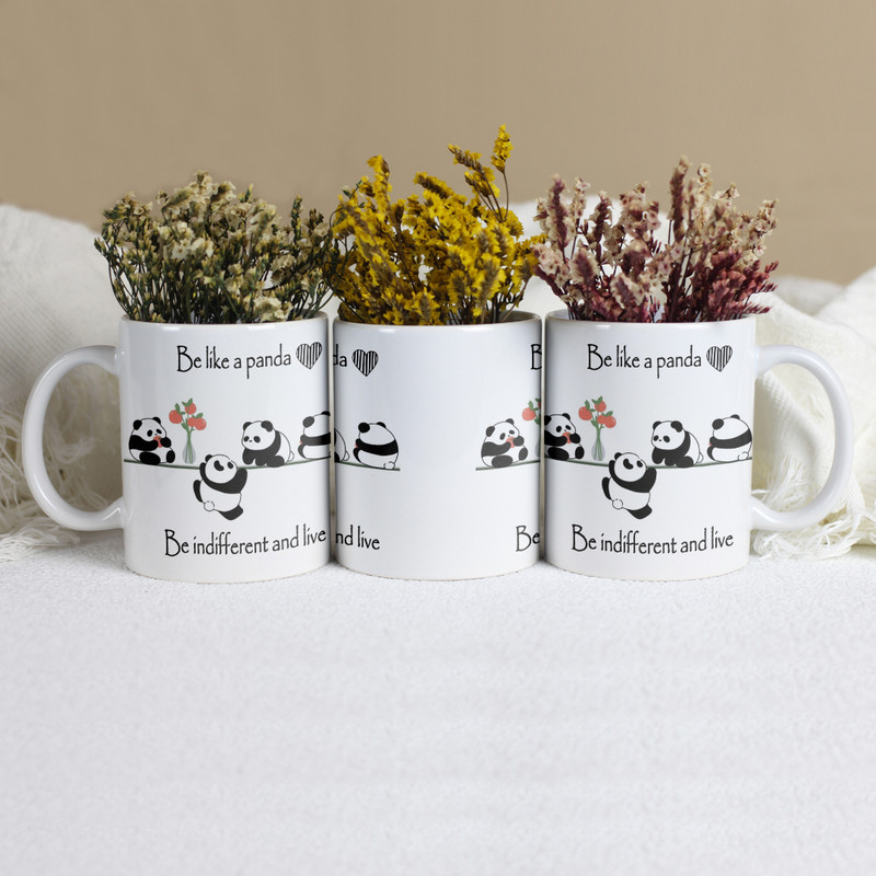 ماگ حرارتی طرح پاندا مدل H1001 به همراه زیر لیوانی و قاشق