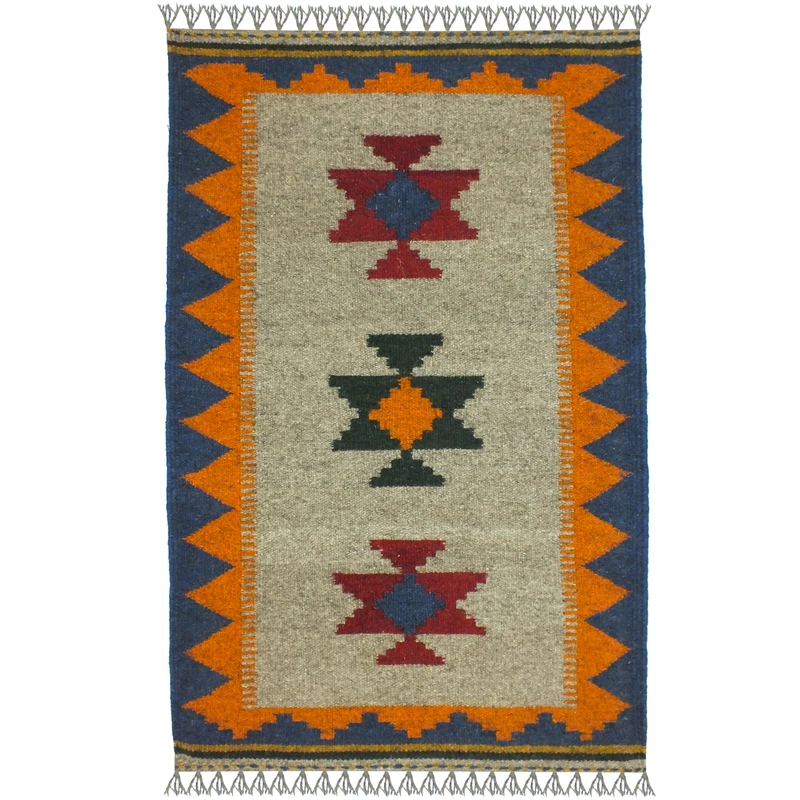 گلیم دستبافت یک متر مدل پادری شیراز کد J1684 زمینه الوان