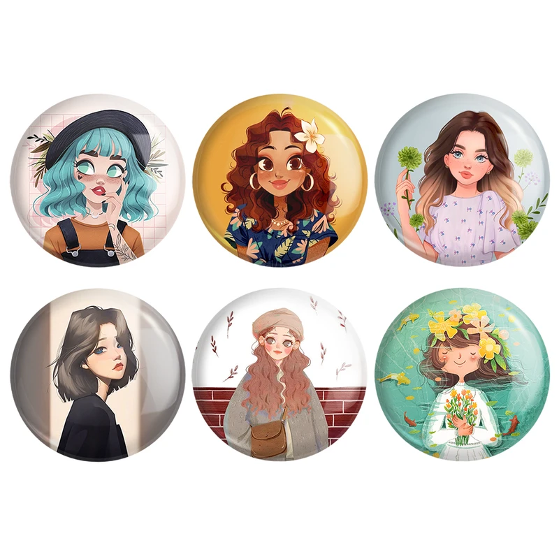 مگنت خندالو طرح دخترانه کد 1636A مجموعه 6 عددی