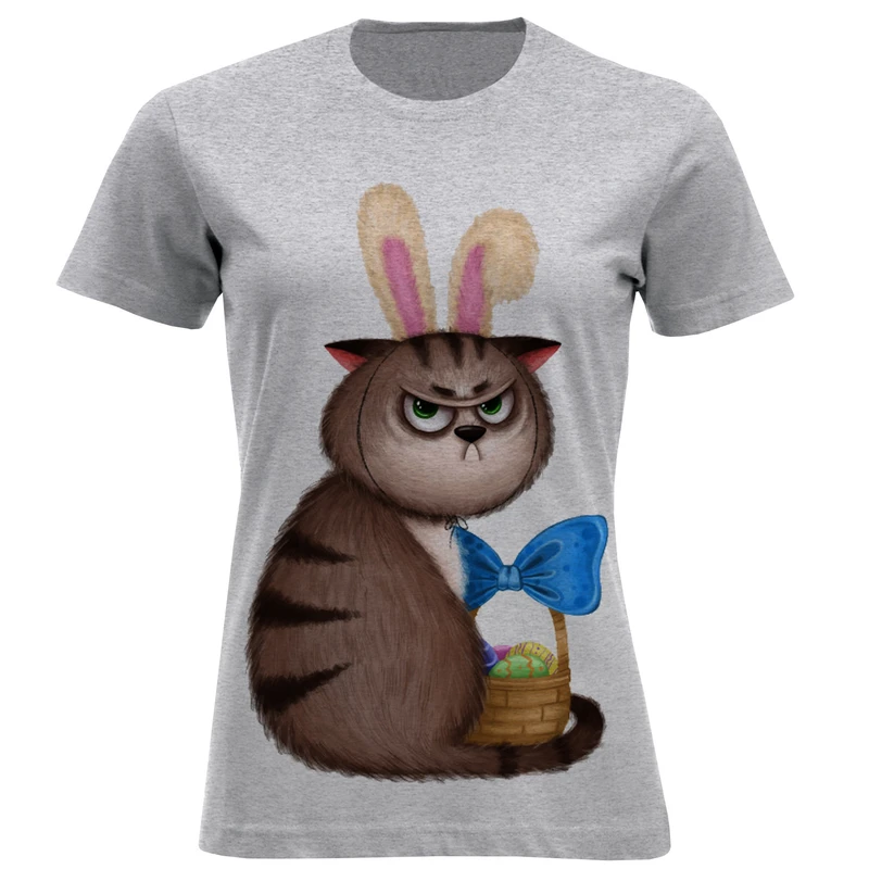 تیشرت آستین کوتاه زنانه طرح گربه کد F632