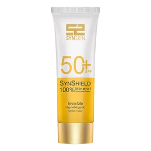 کرم ضد آفتاب بدون رنگ ساین اسکین SPF 50 مدل SYN Shield Mineral ‌محافظ UVA ،UVB، ضد حساسیت، مناسب انواع پوست‌ حجم 50 میلی‌لیتر