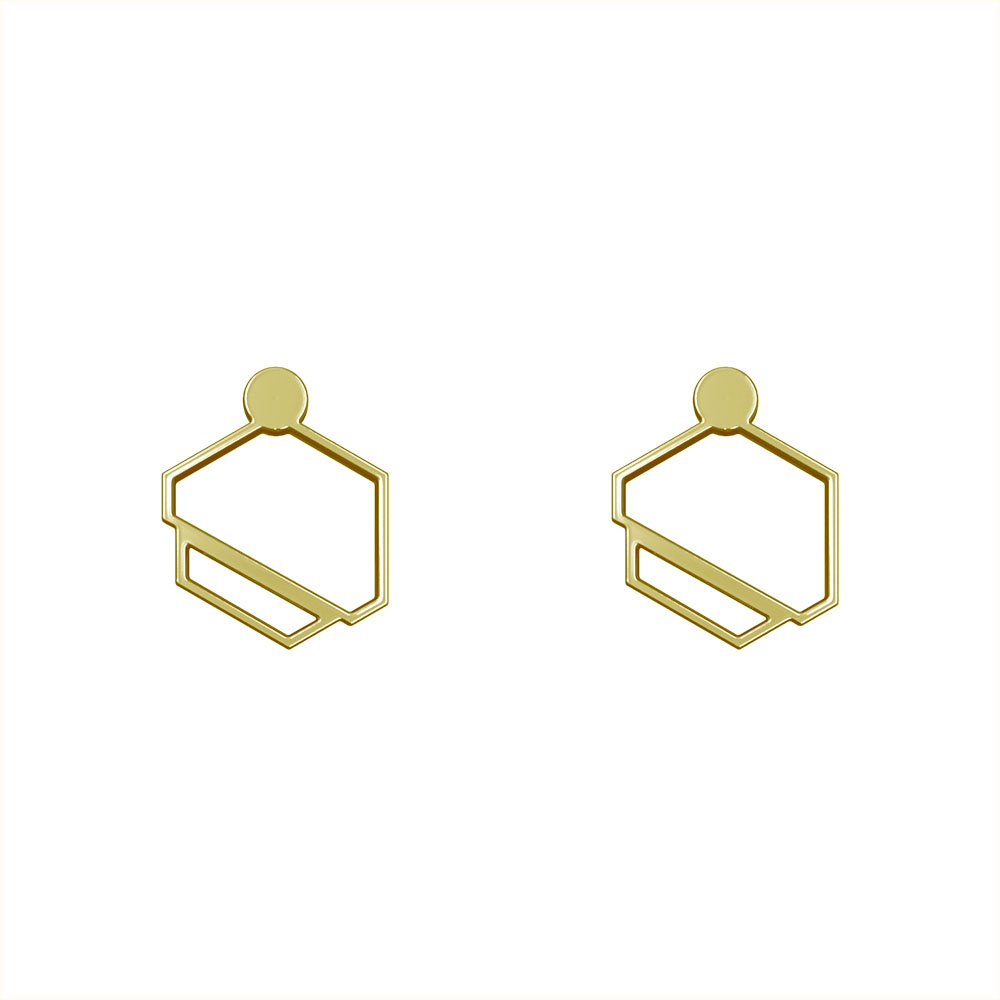 گوشواره طلا 18 عیار زنانه مدوپد مدل هندسی کد GA1-10396