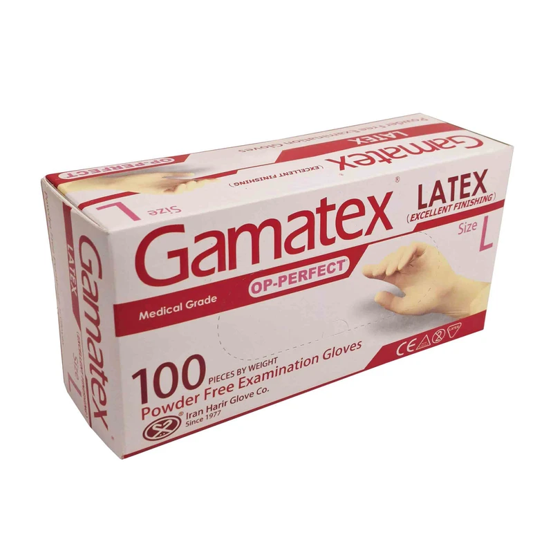 عکس شماره 2 : دستکش لاتکس حریر مدل گاماتکس سایز لارج بسته 100 عددی