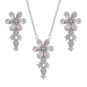 نیم ست نقره زنانه مدل گل کد M3152