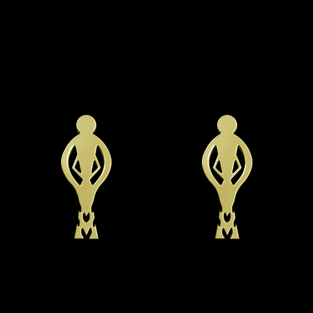 گوشواره طلا 18 عیار زنانه مدوپد مدل هندسی کد GA1-14662